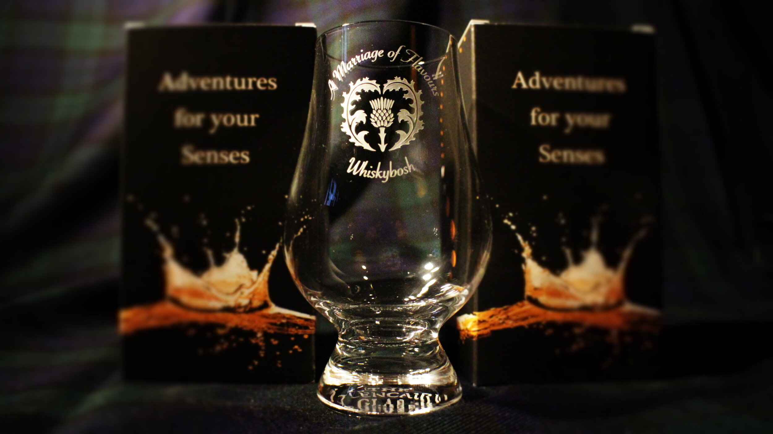 Custom designed whisky glasses.